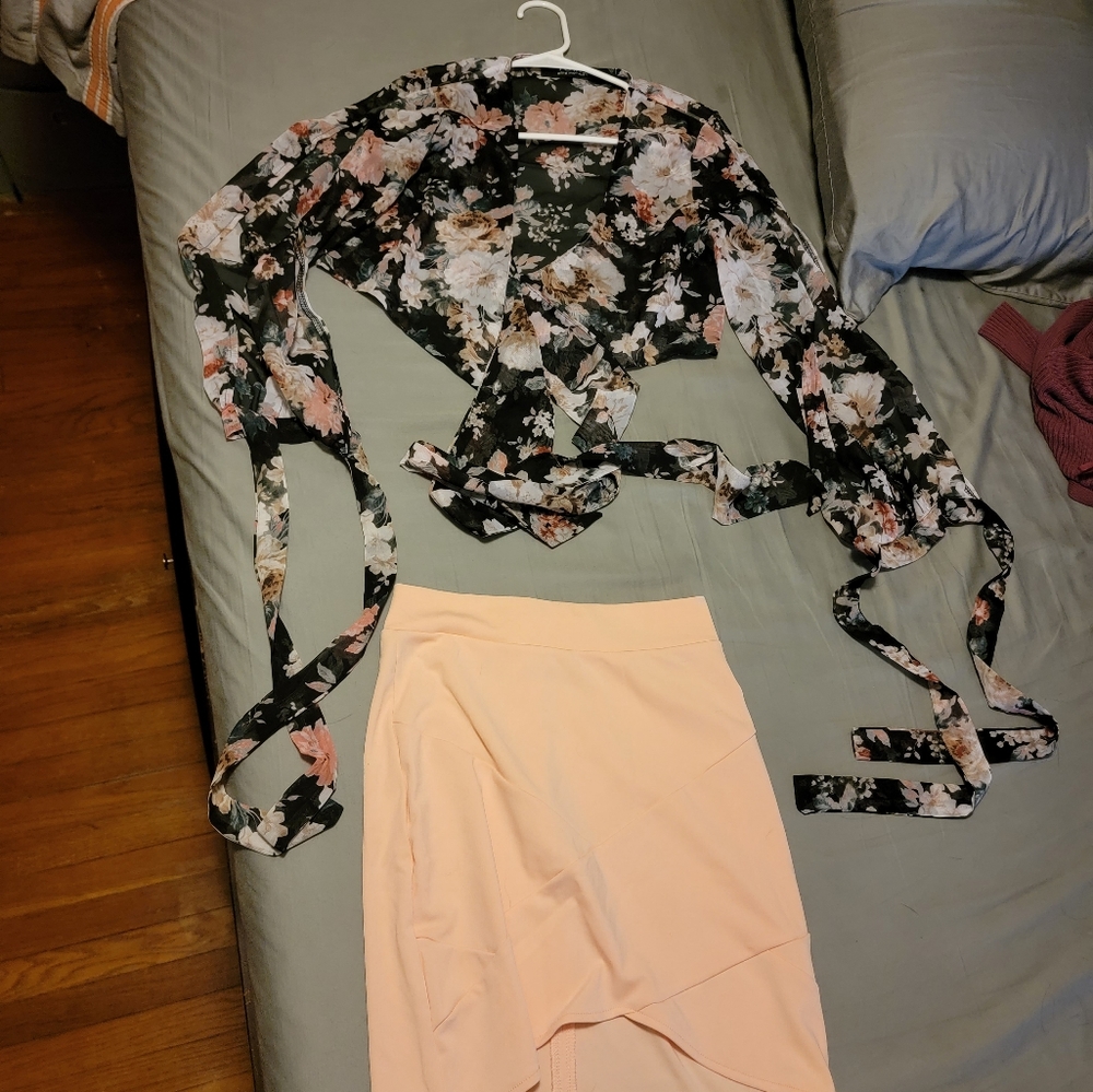 Yoins Crop Top and Skirt Set, Small